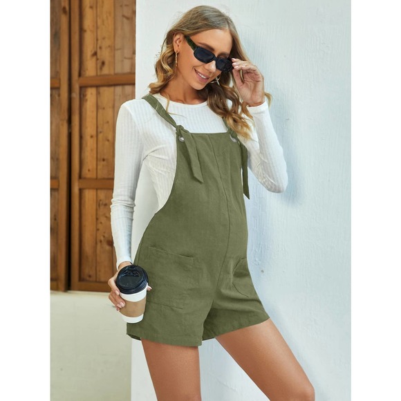 Maternity black Knot Detail Patch Pocket Overall Romper without Tee - Picture 6 of 11